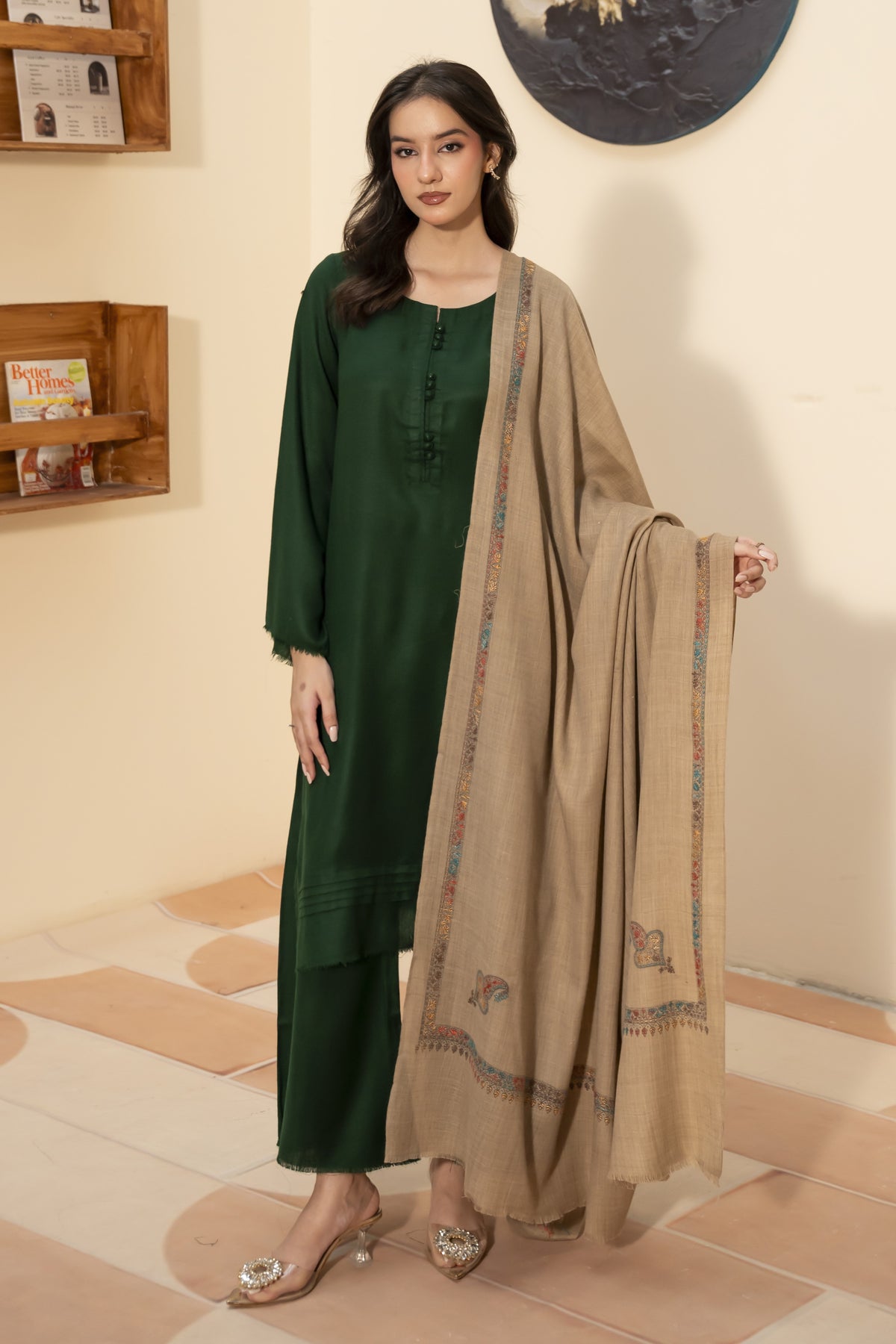 Kingri Pashmina Shawl-Beige
