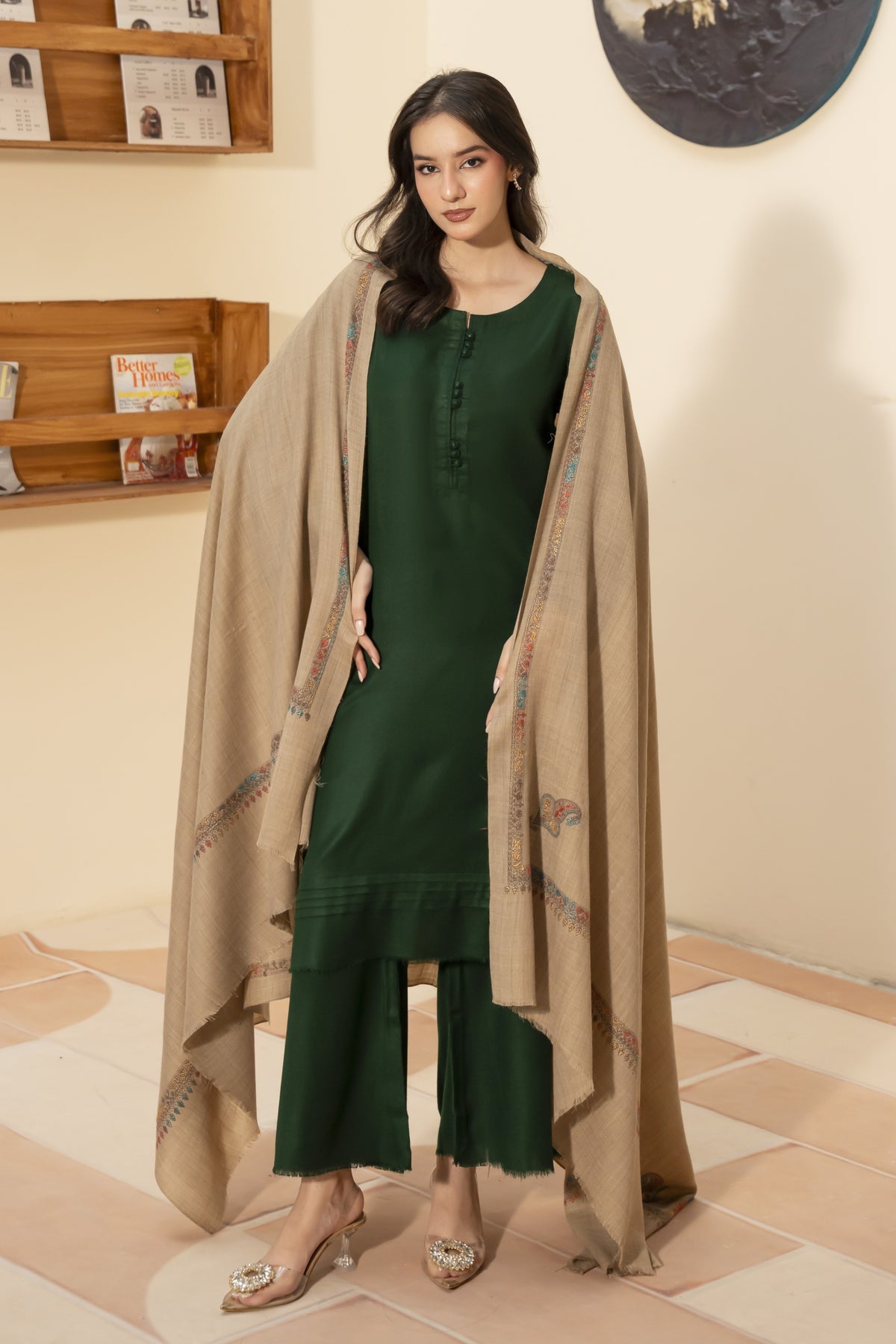 Kingri Pashmina Shawl-Beige