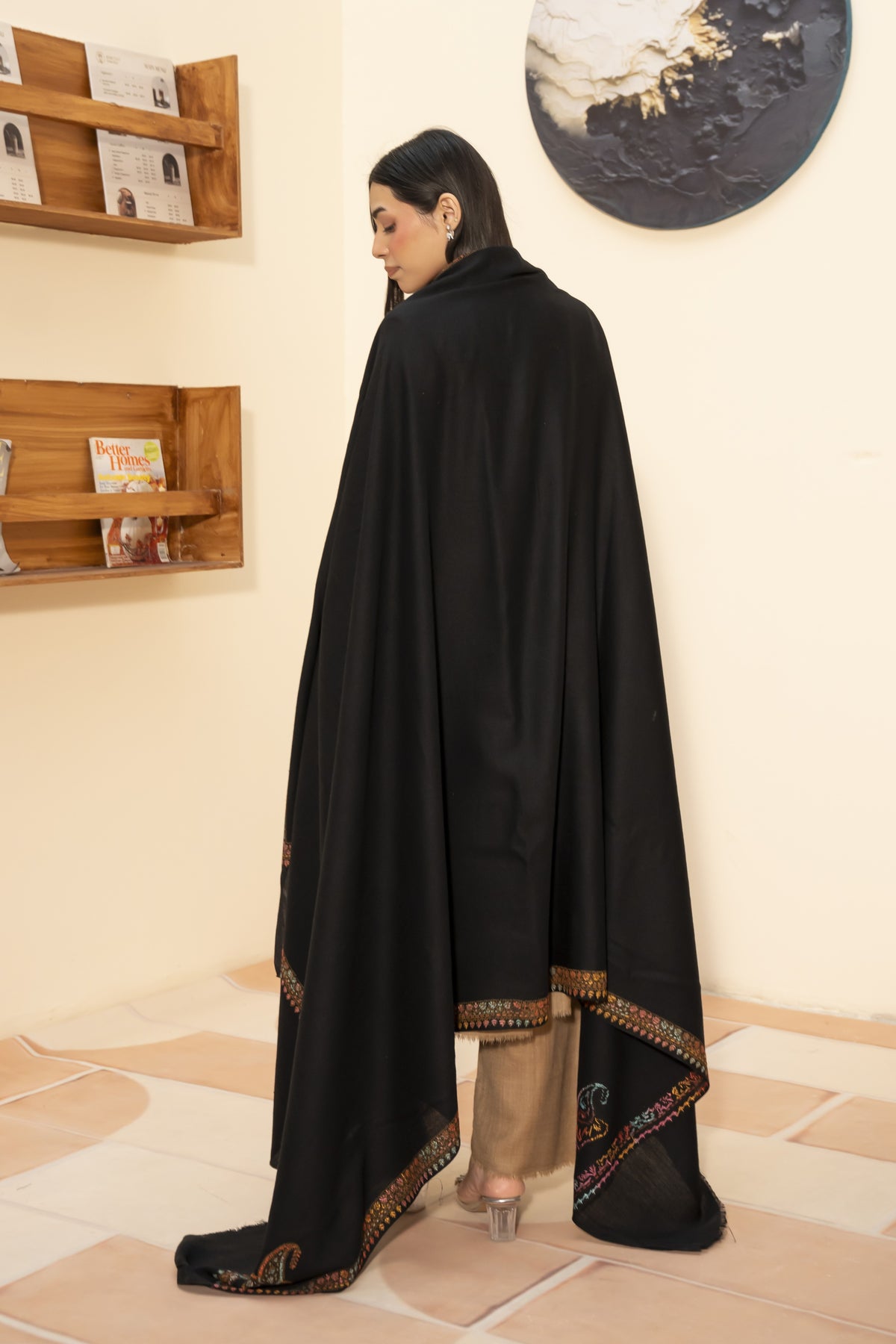 Kingri Pashmina Shawl-Black