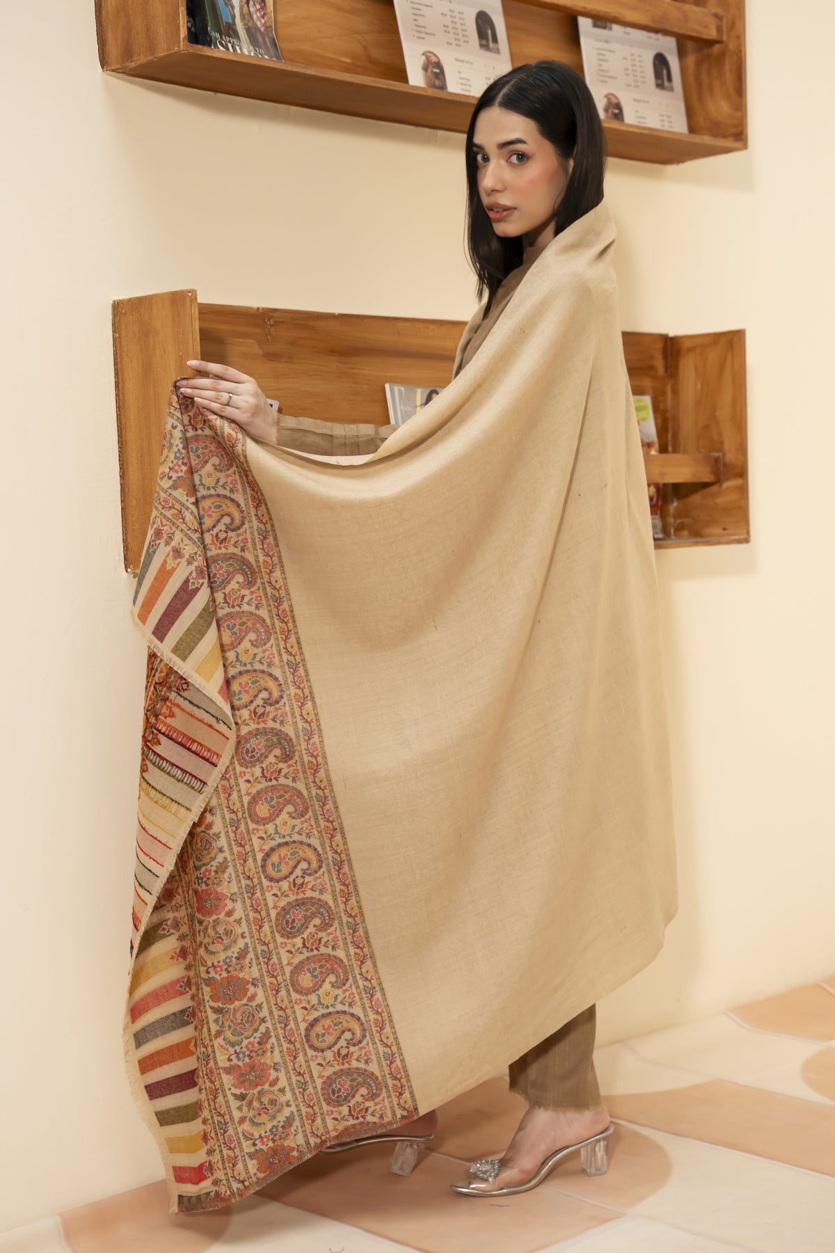 Kaani Pashmina Shawl-Beige