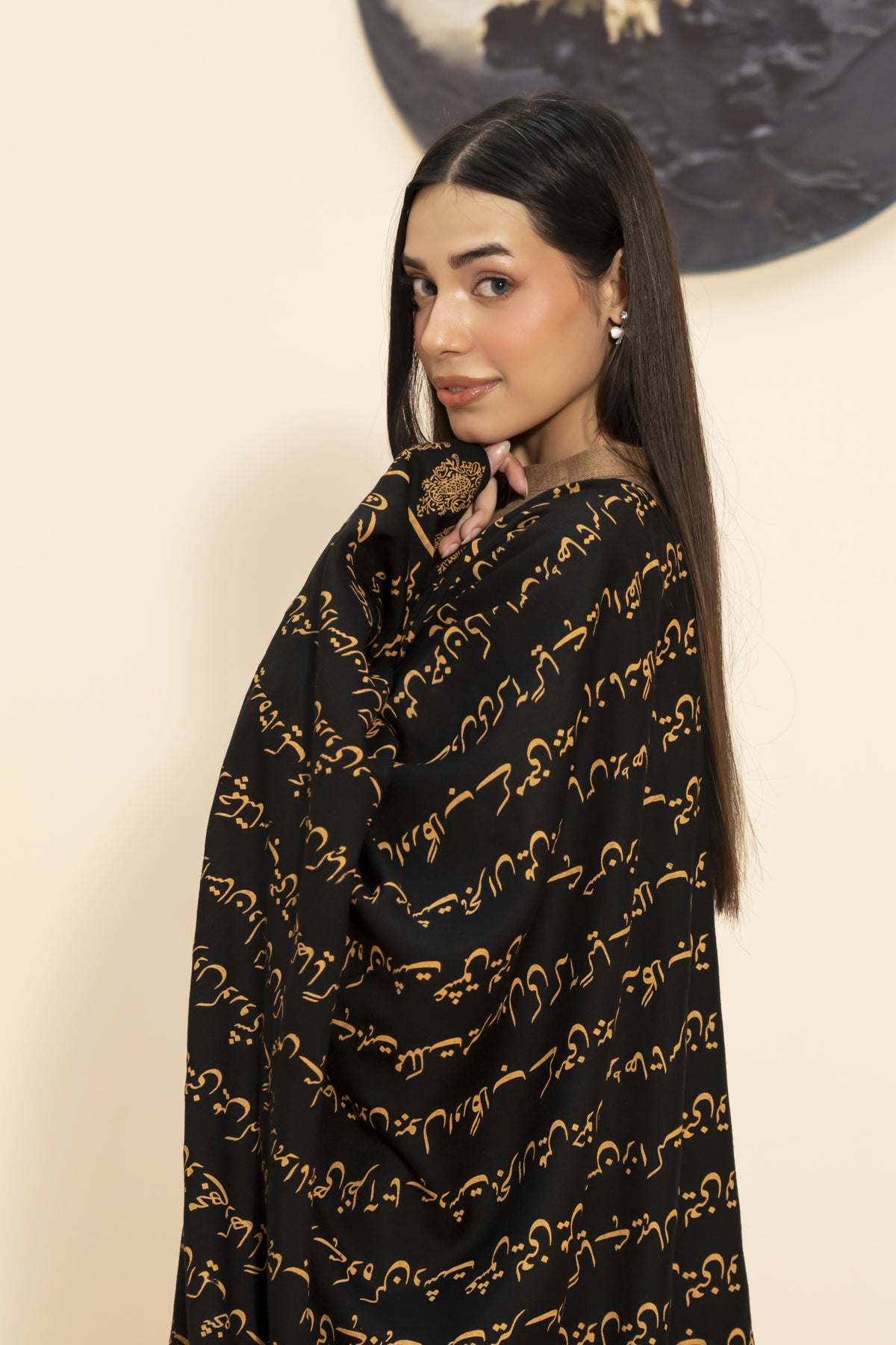 Pashmina Poetry Shawl- Black