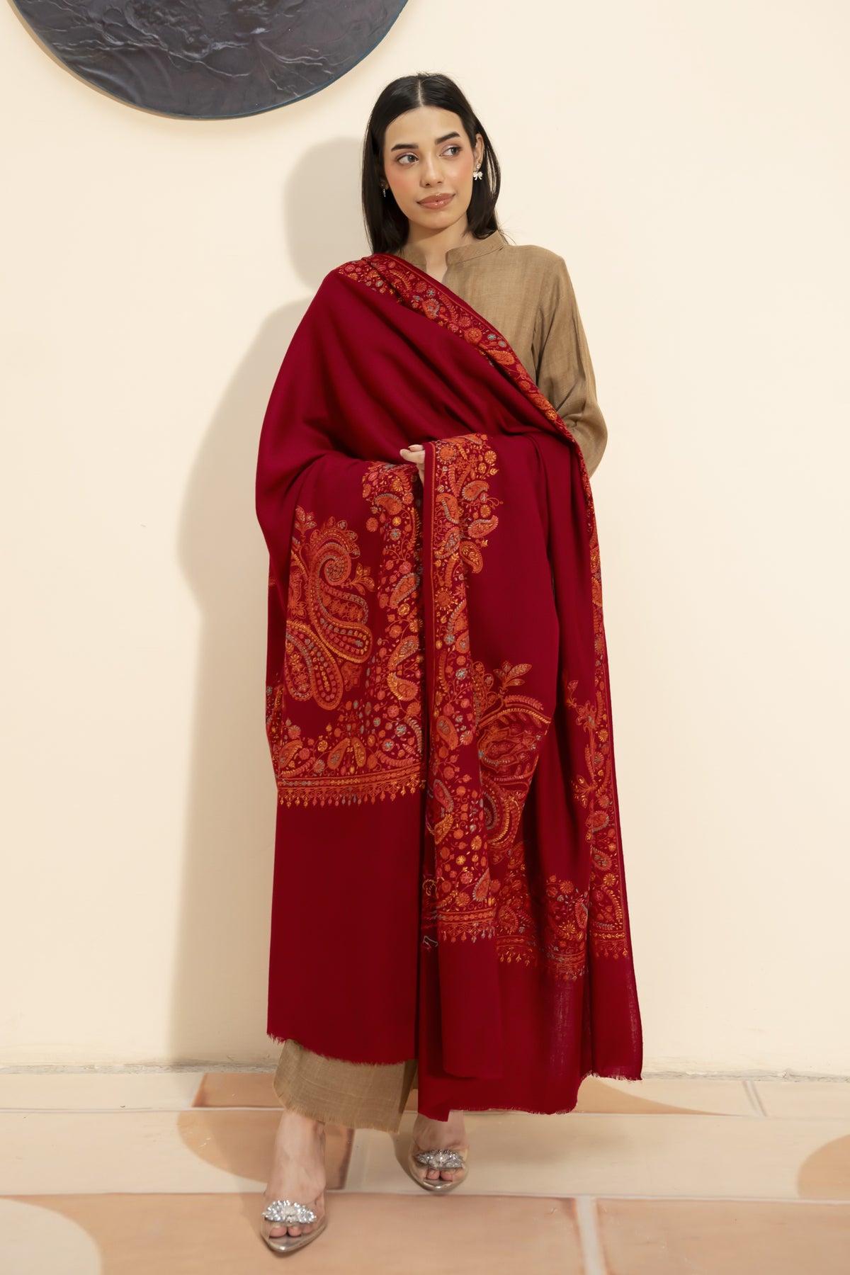 Kashmiri Pashmina Shawl-Maroon