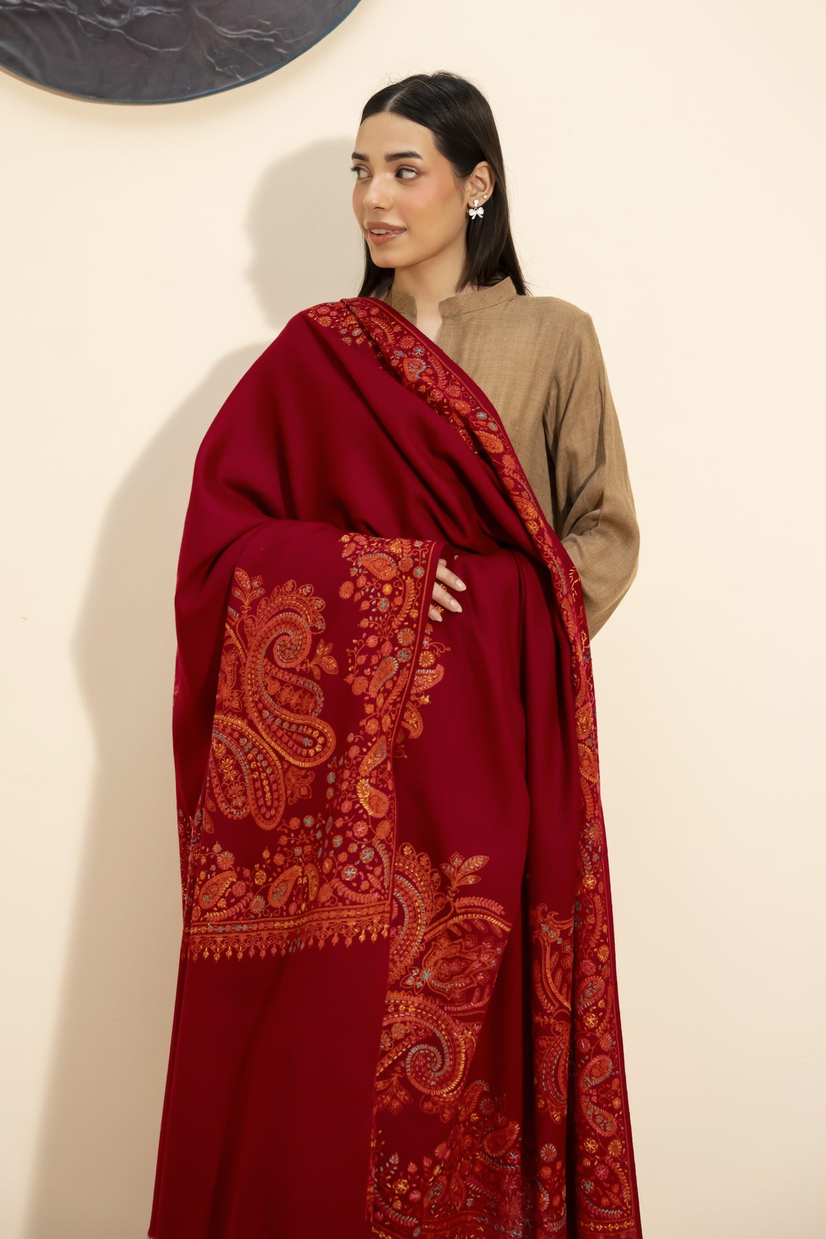 Kashmiri Pashmina Shawl-Maroon