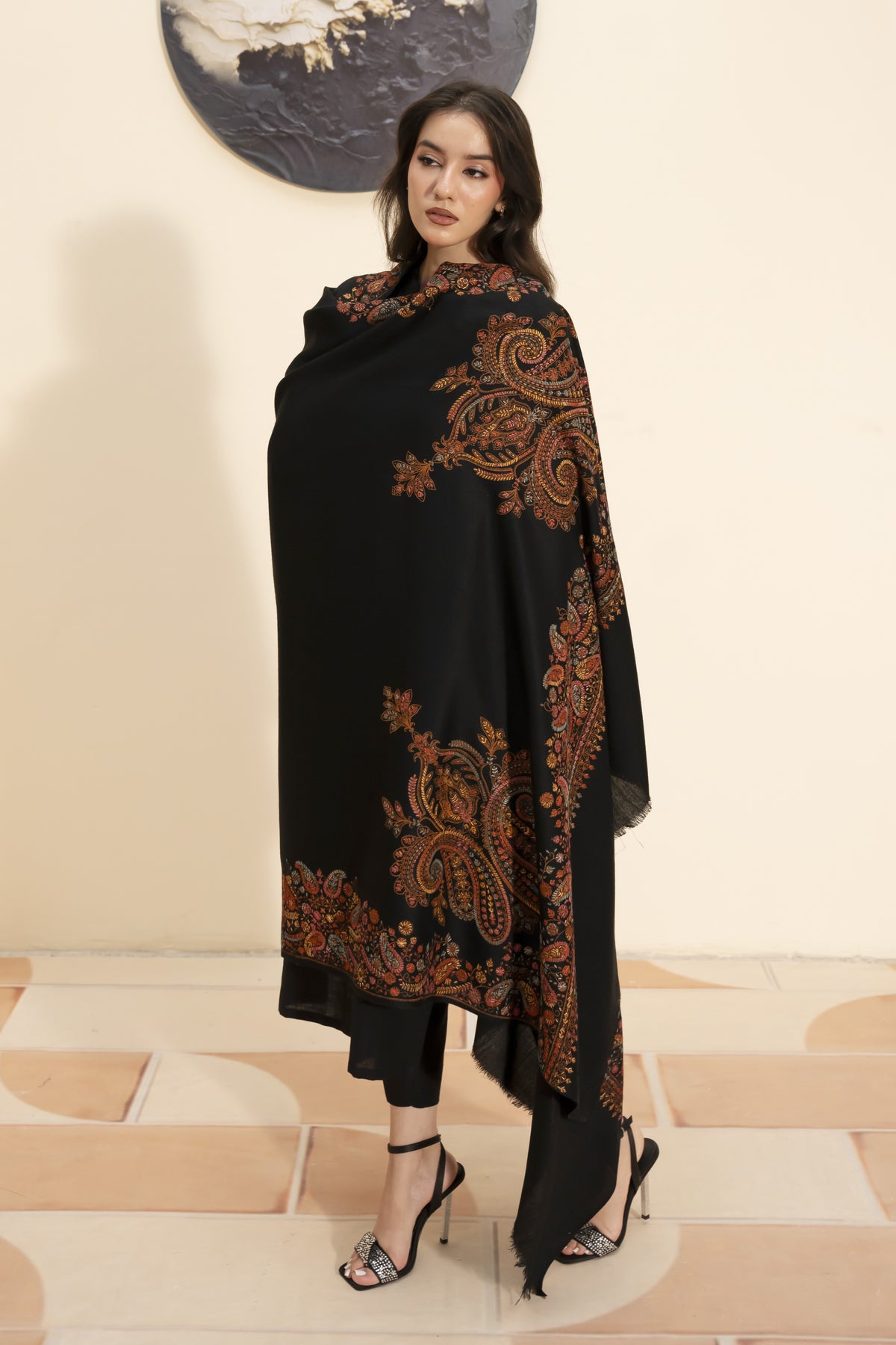 Kashmiri Pashmina Shawl-Black
