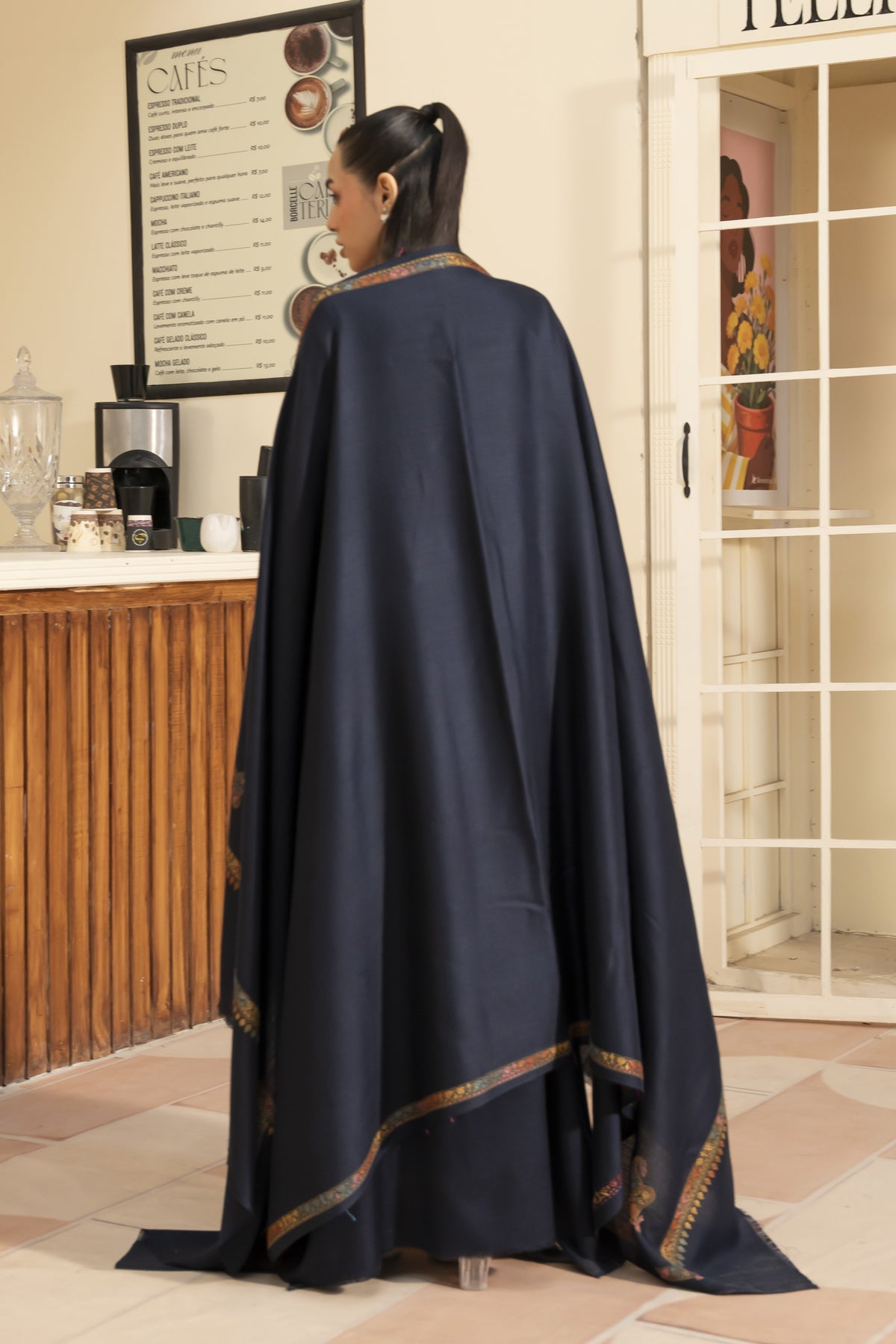 Kingri Pashmina Shawl-Navy Blue
