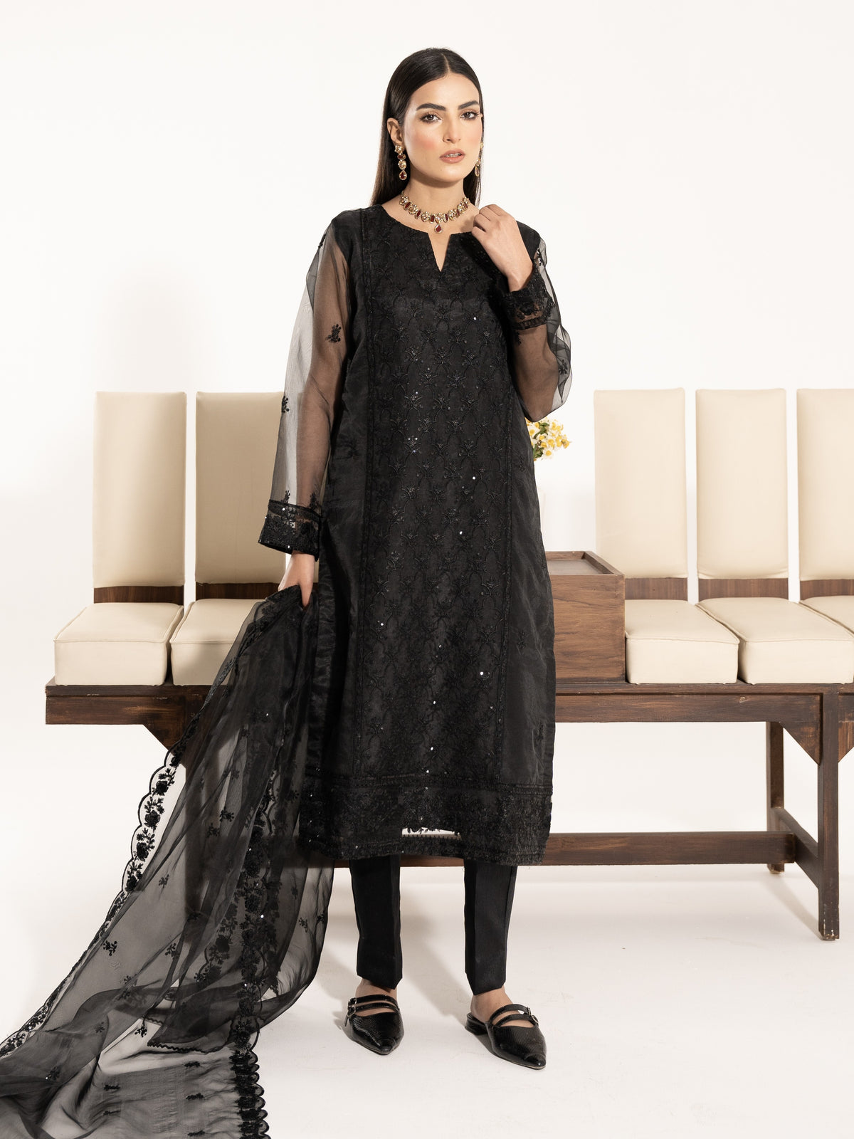 Organza 3pc Suit-Black