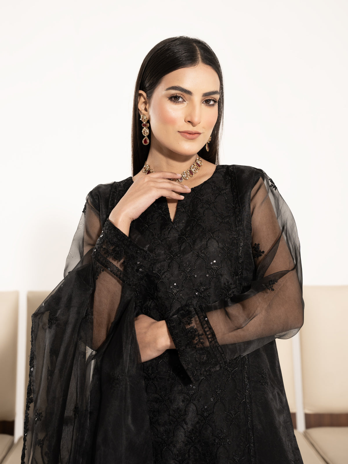 Organza 3pc Suit-Black