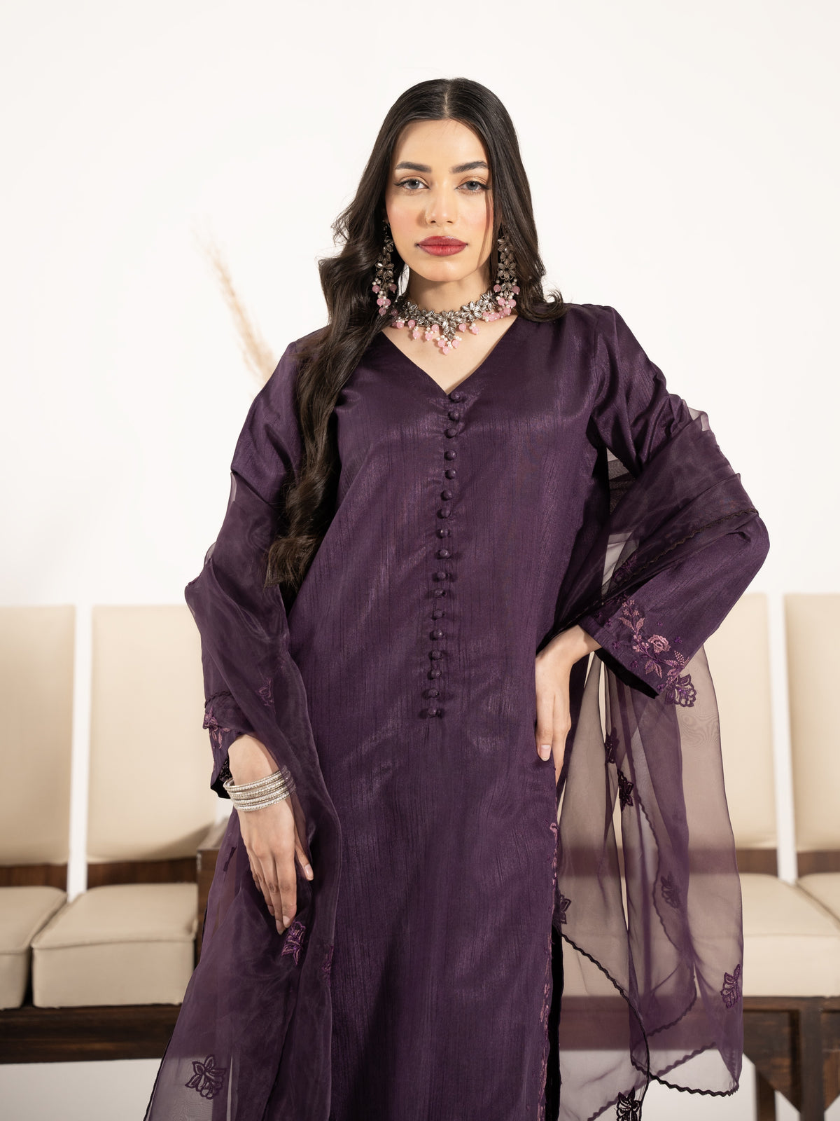 Raw Silk 3pc Suit-Dark Mauve