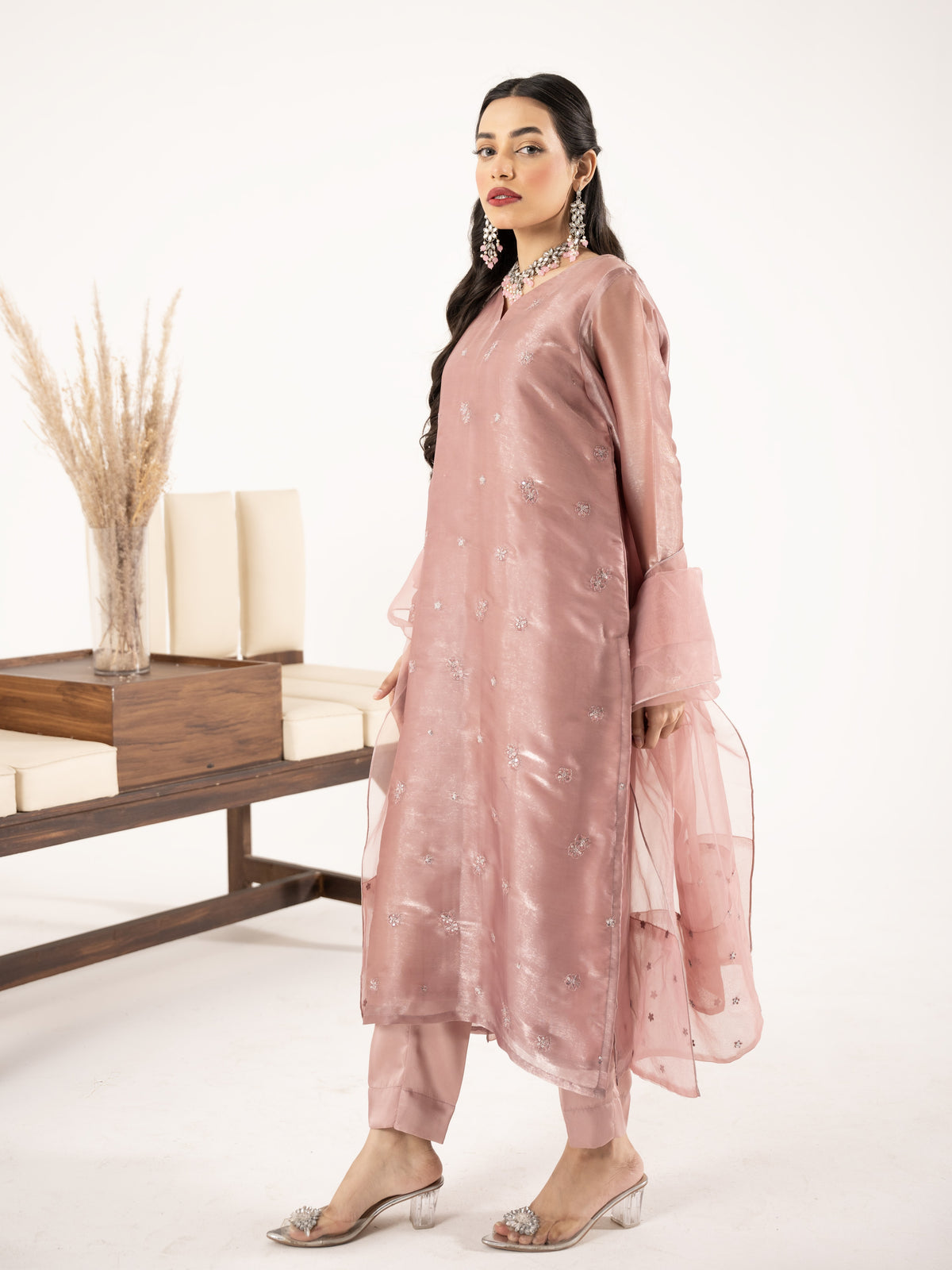 Sheesha Silk 3pc Suit-Lavender Pink