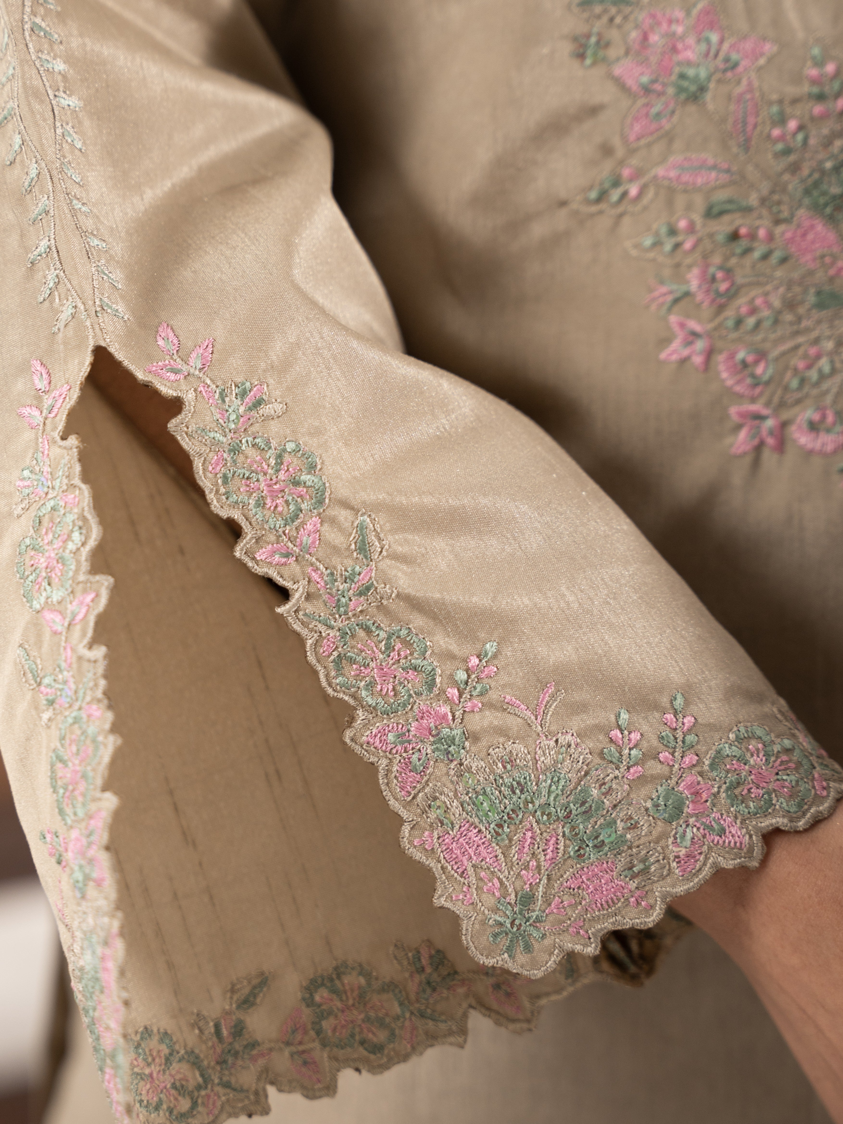Raw Silk 3pc Suit-Champagne