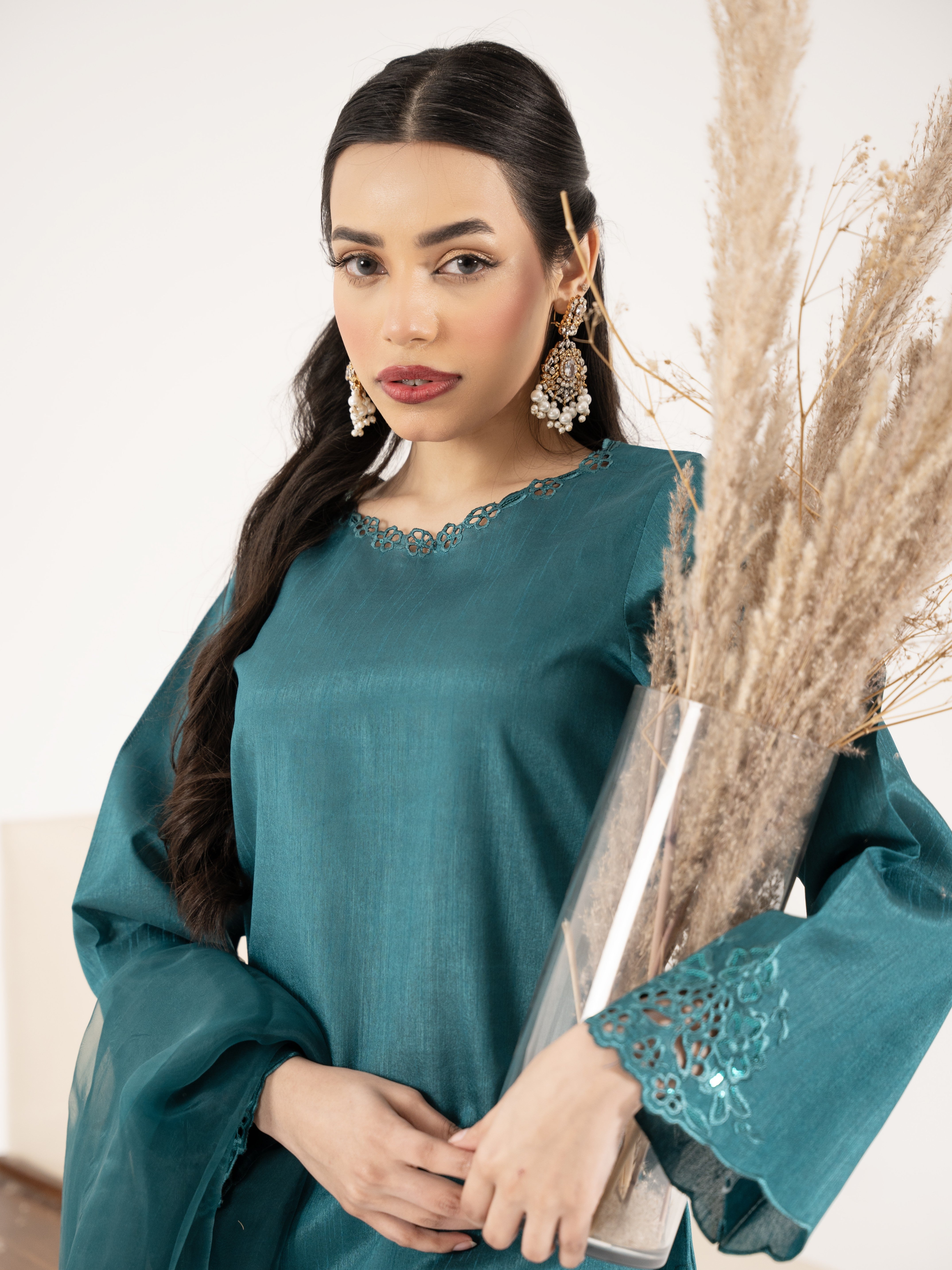Raw Silk 3pc Suit-Sea Green