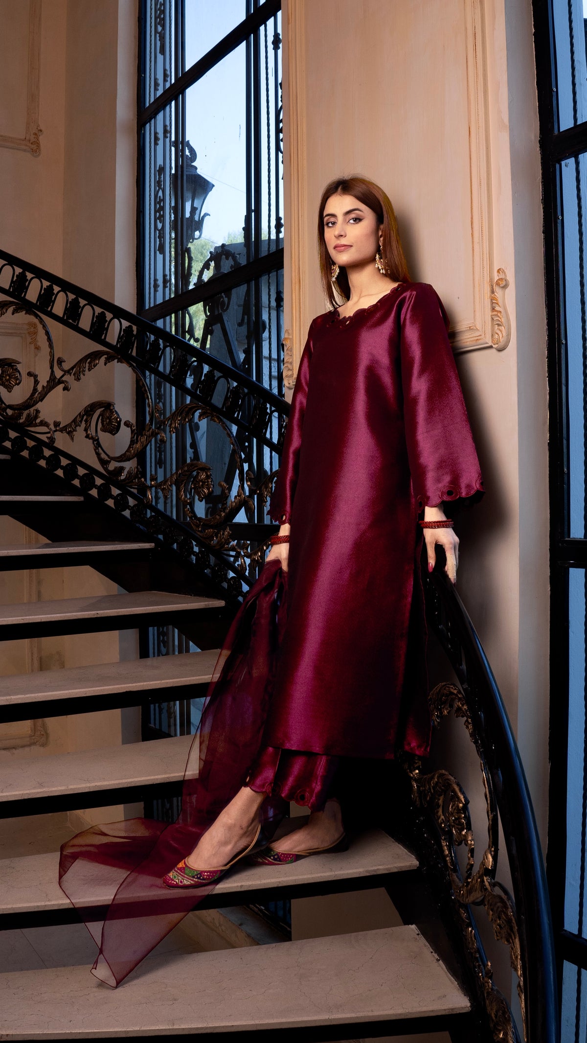 Dark Fuchsia Pink Silk 3pc Suit