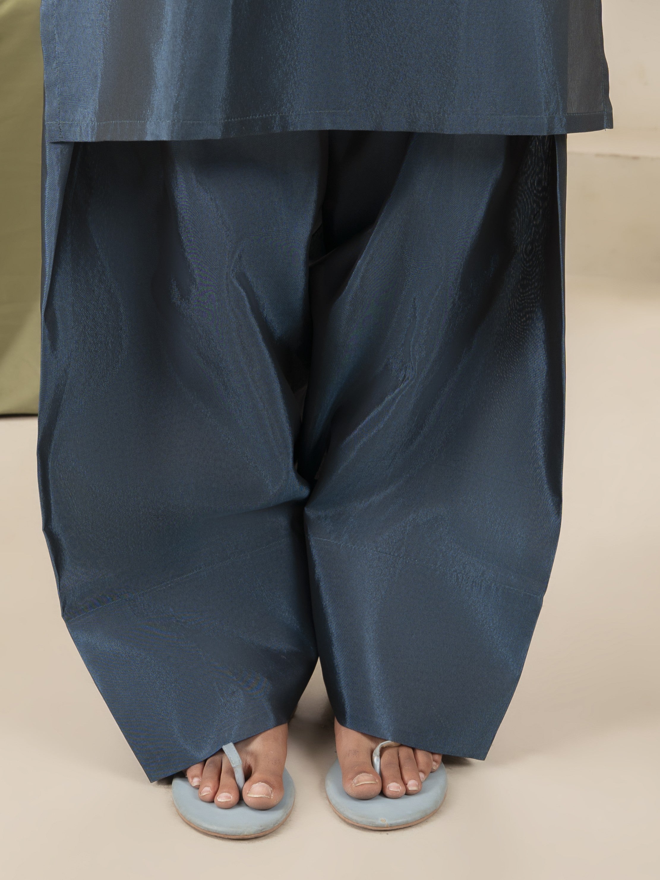 Silk Farshi Shalwar 3pc Suit-Teal
