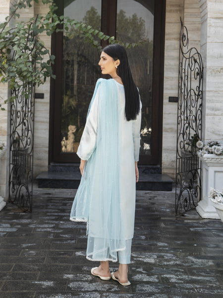 Ice Blue Raw Silk 3pc Suit