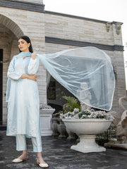 Ice Blue Raw Silk 3pc Suit