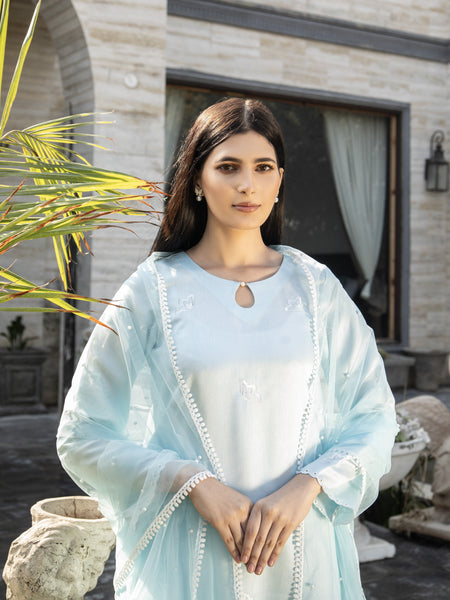 Ice Blue Raw Silk 3pc Suit