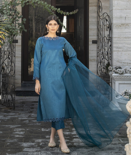 Teal Raw Silk 3pc Suit