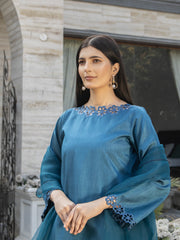 Teal Raw Silk 3pc Suit