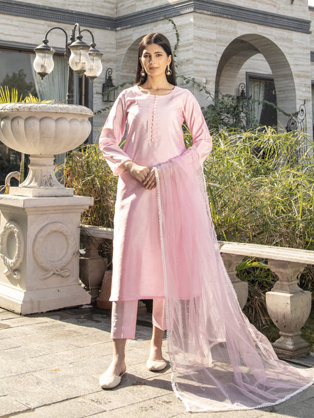 Pastel Pink Raw Silk 3pc Suit