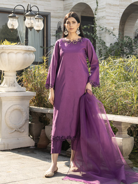 Iris Purple Raw Silk 3pc Suit