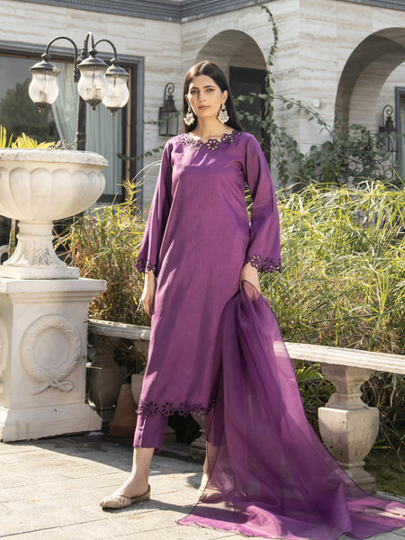 Iris Purple Raw Silk 3pc Suit