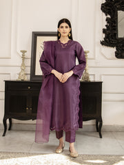 Dark Purple Raw Silk 3pc Suit