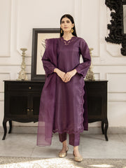 Dark Purple Raw Silk 3pc Suit