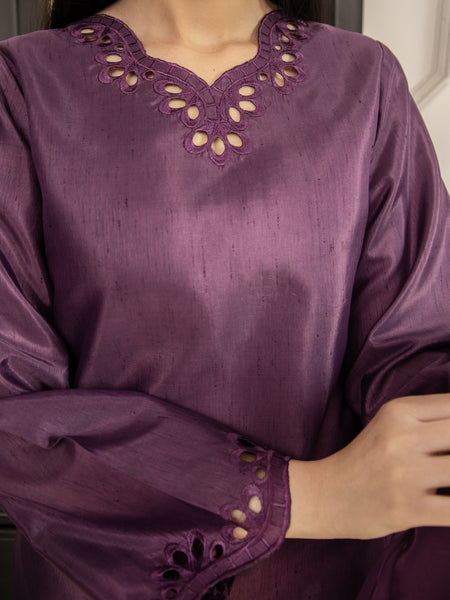 Dark Purple Raw Silk 3pc Suit