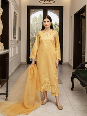 Gold Raw Silk Embroidered 3pc Suit