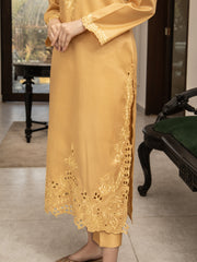 Gold Raw Silk Embroidered 3pc Suit