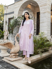 Lilac Embroidered Raw Silk 3pc Suit