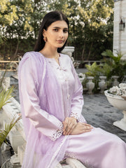 Lilac Embroidered Raw Silk 3pc Suit