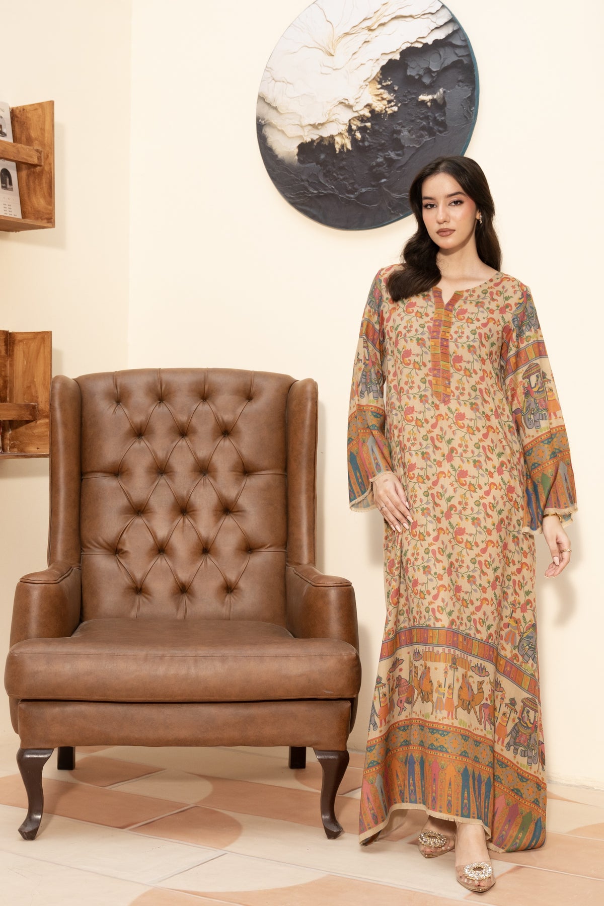 Darbar-e-Mughal Pashmina Wool Kaftan Set (with trouser)