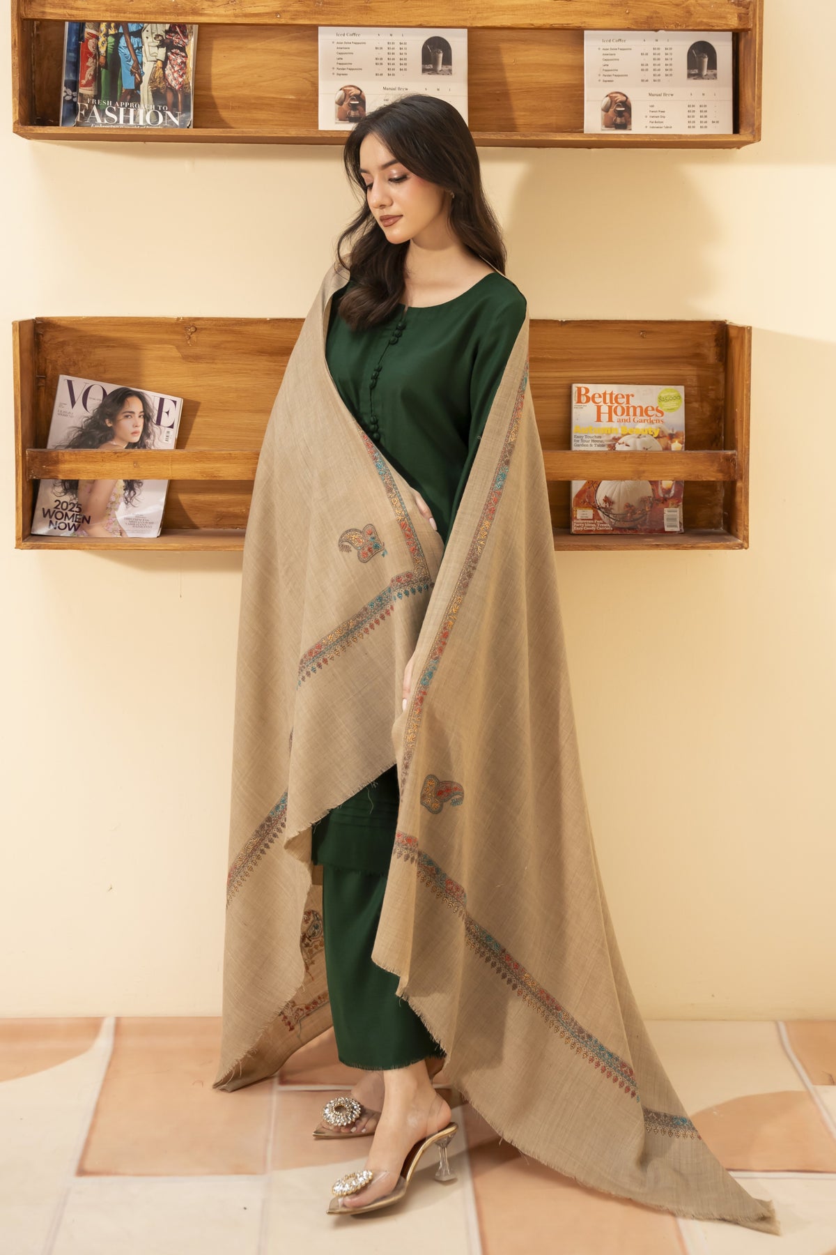 Kingri Pashmina Shawl-Beige