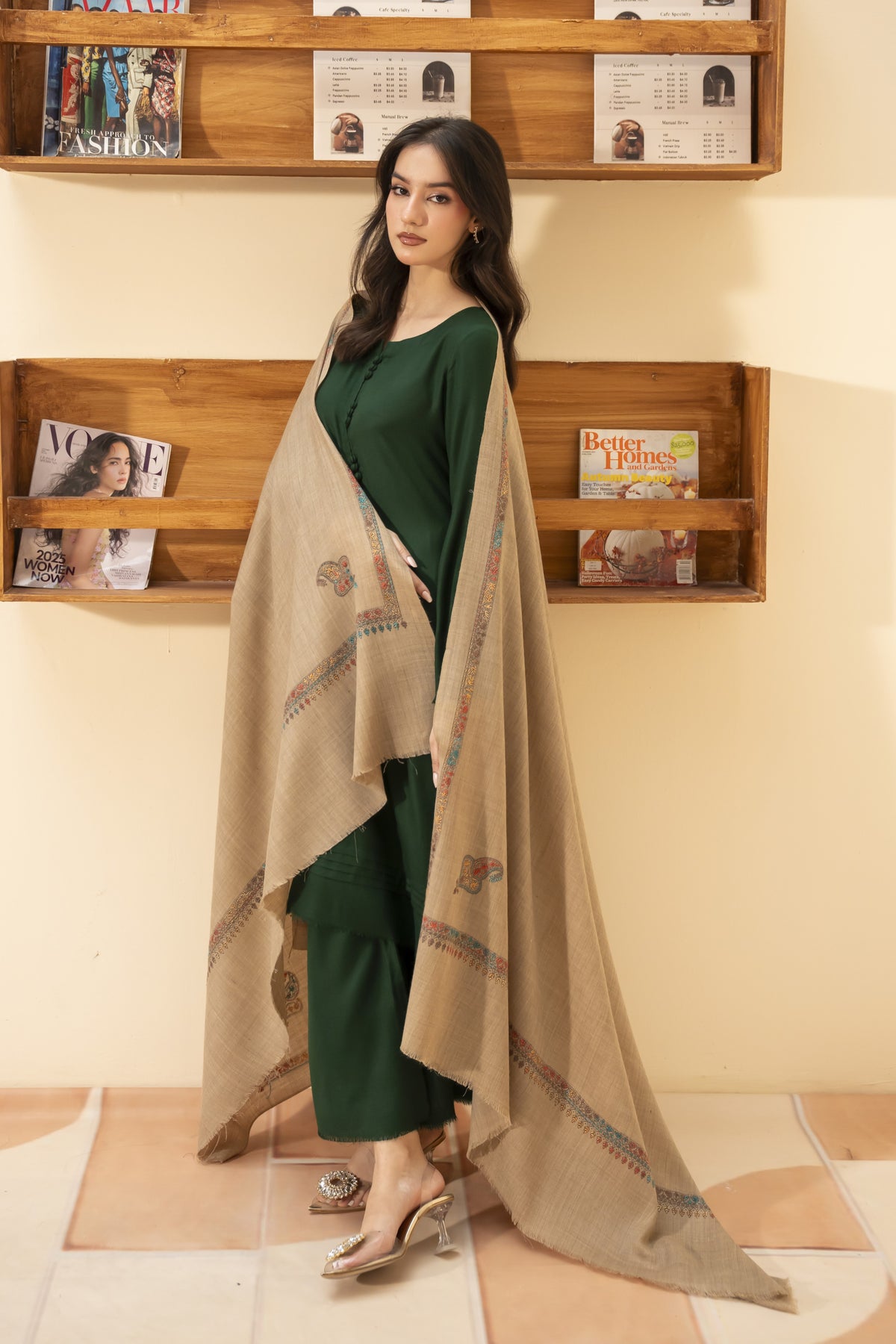 Kingri Pashmina Shawl-Beige