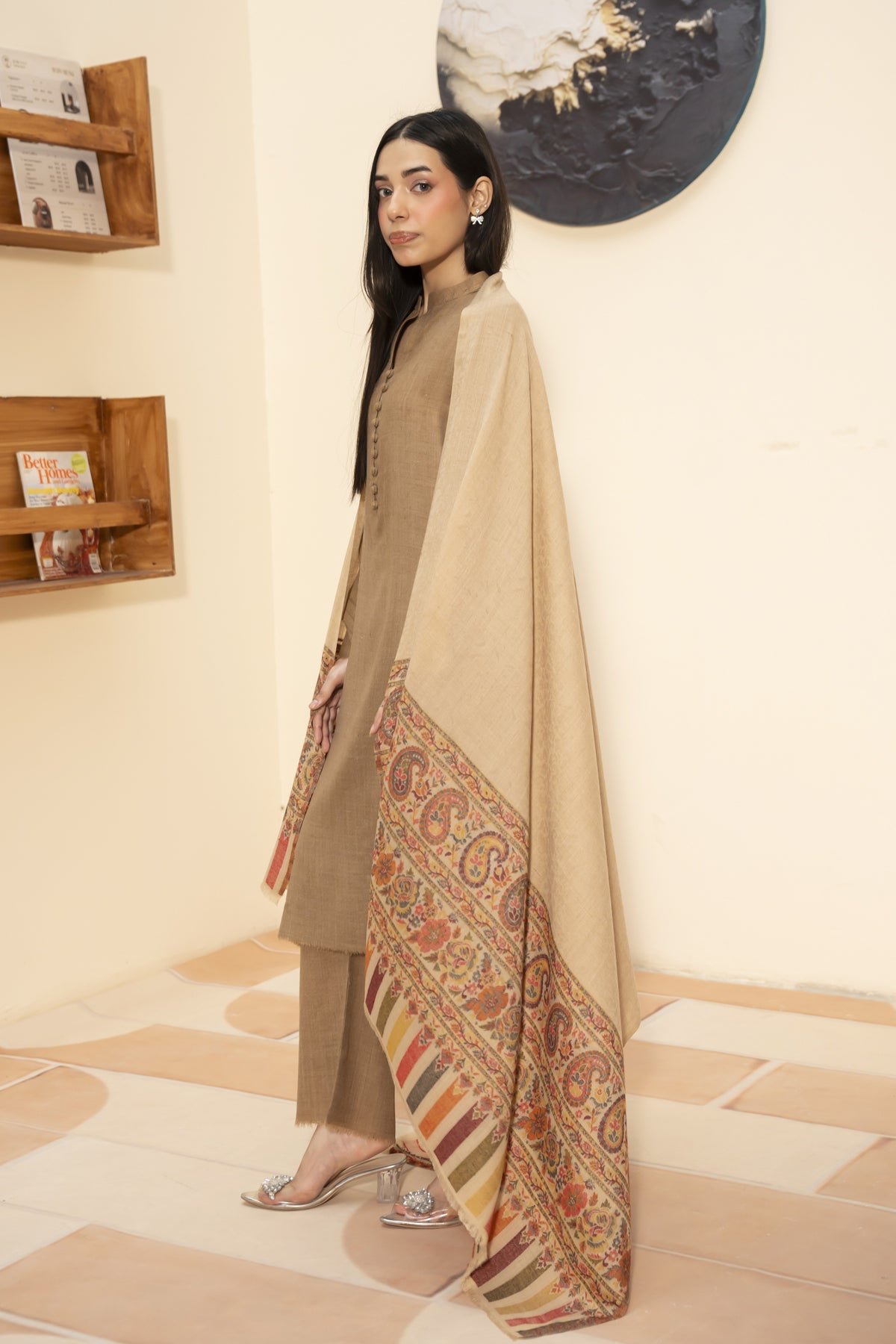 Kaani Pashmina Shawl-Beige