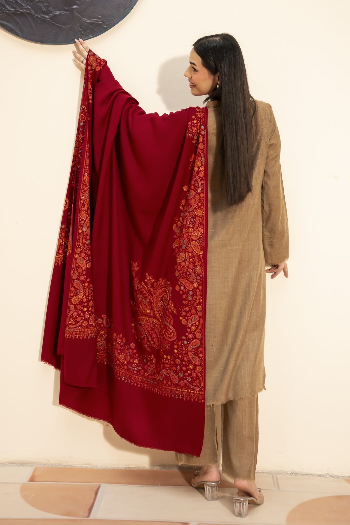 Kashmiri Pashmina Shawl-Maroon