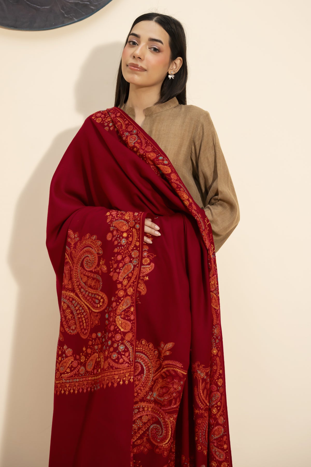 Kashmiri Pashmina Shawl-Maroon