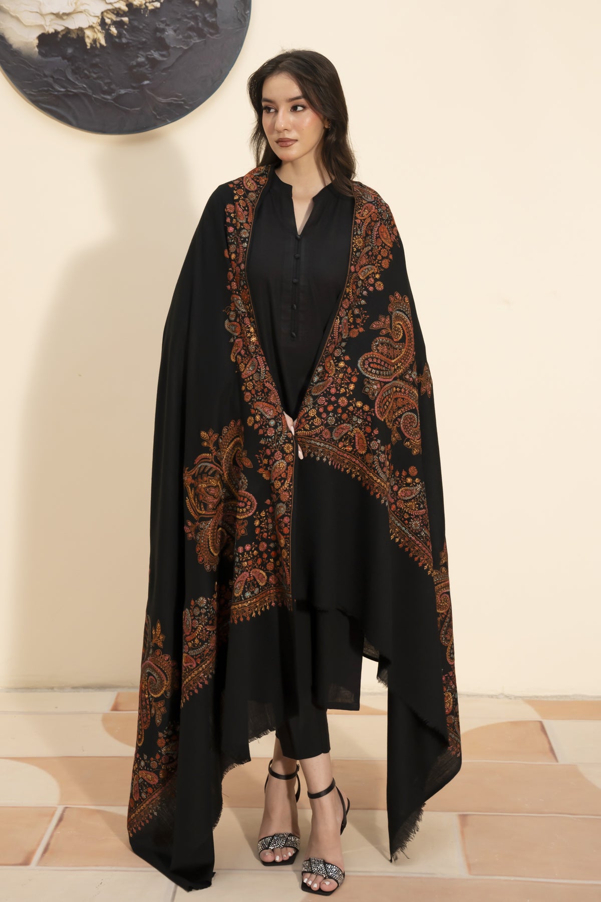 Kashmiri Pashmina Shawl-Black