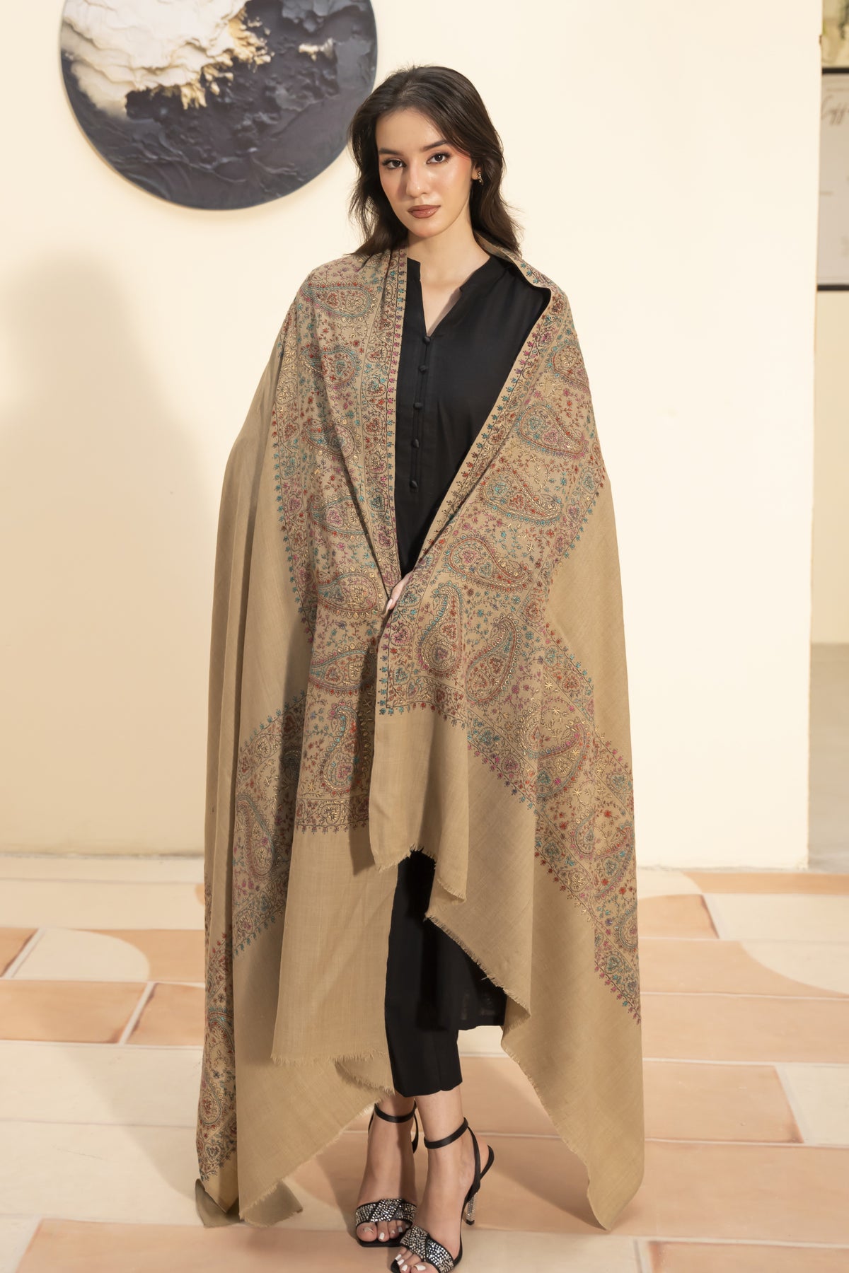 Royale Pashmina Shawl-Beige