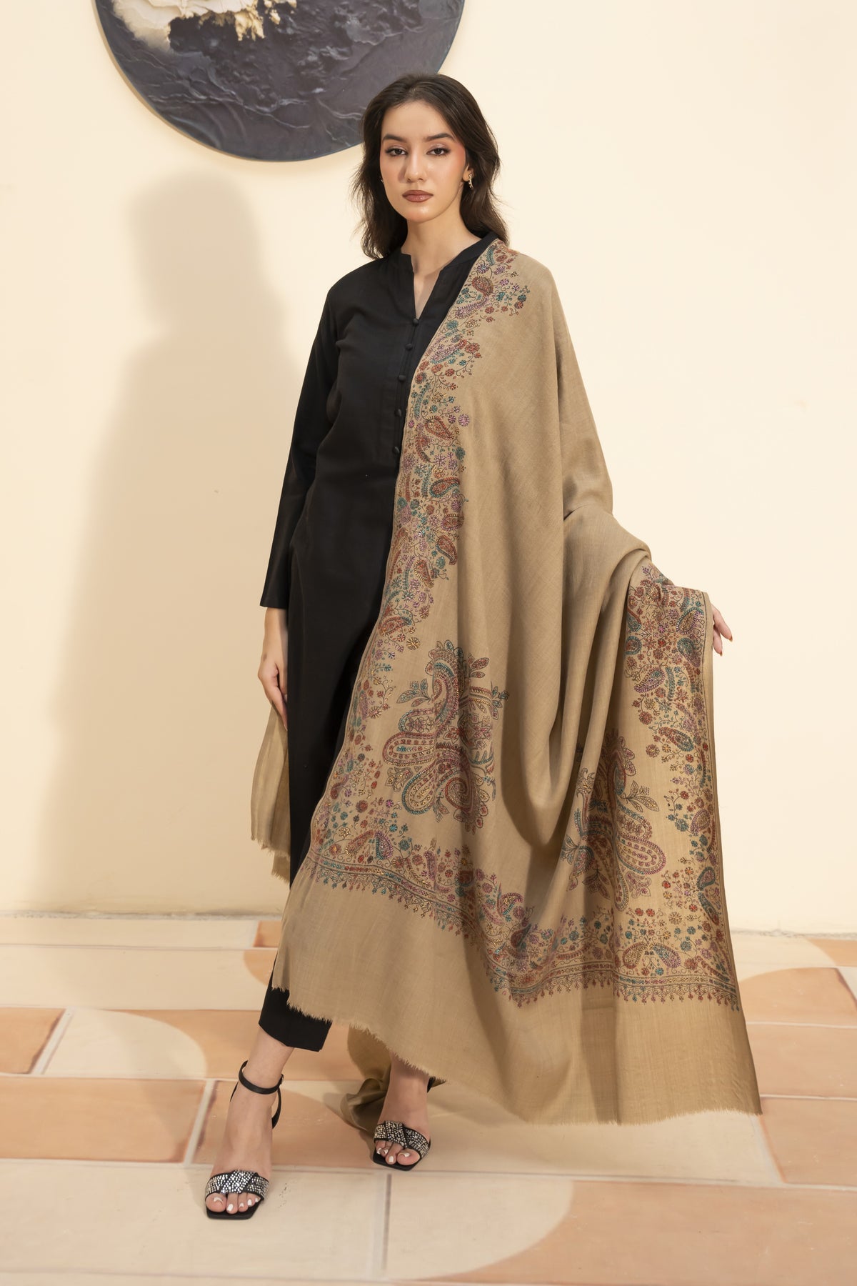 Kashmiri Pashmina Shawl-Beige