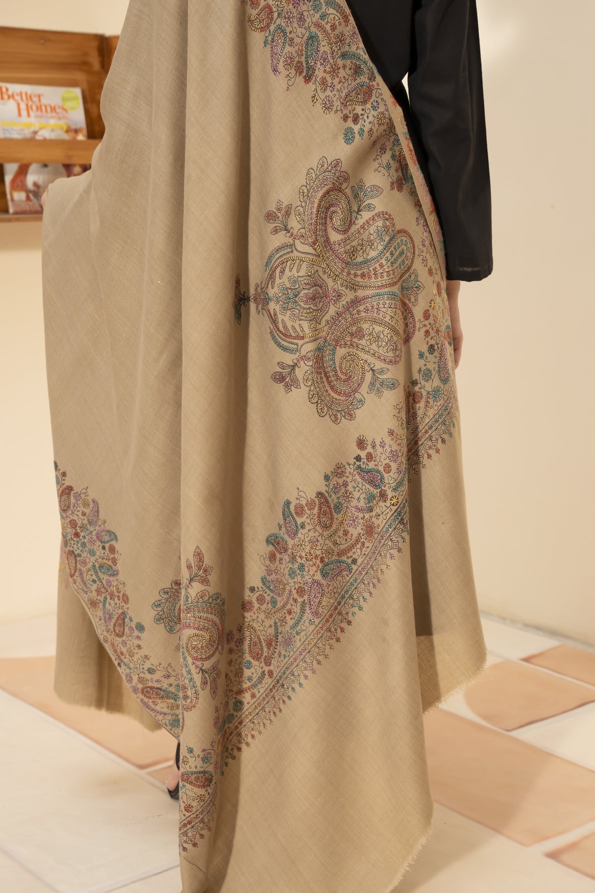 Kashmiri Pashmina Shawl-Beige