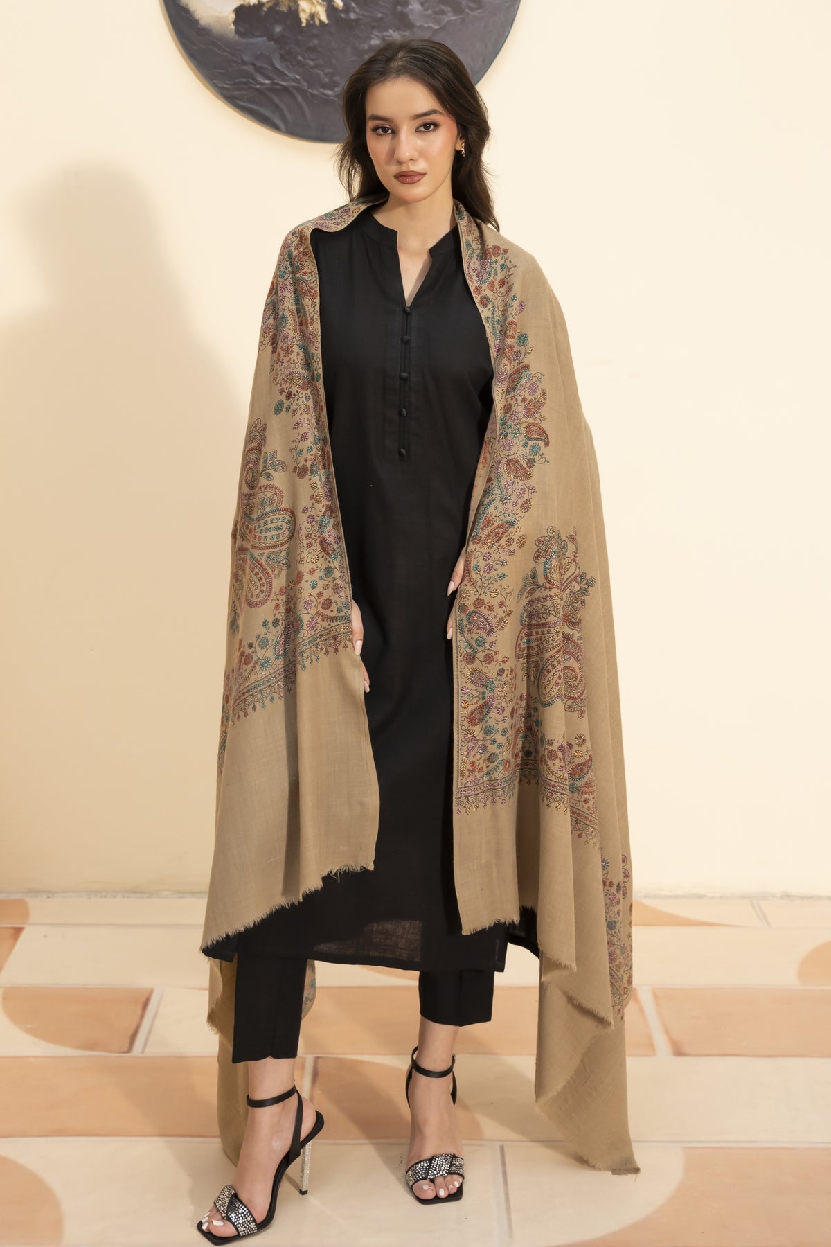Kashmiri Pashmina Shawl-Beige
