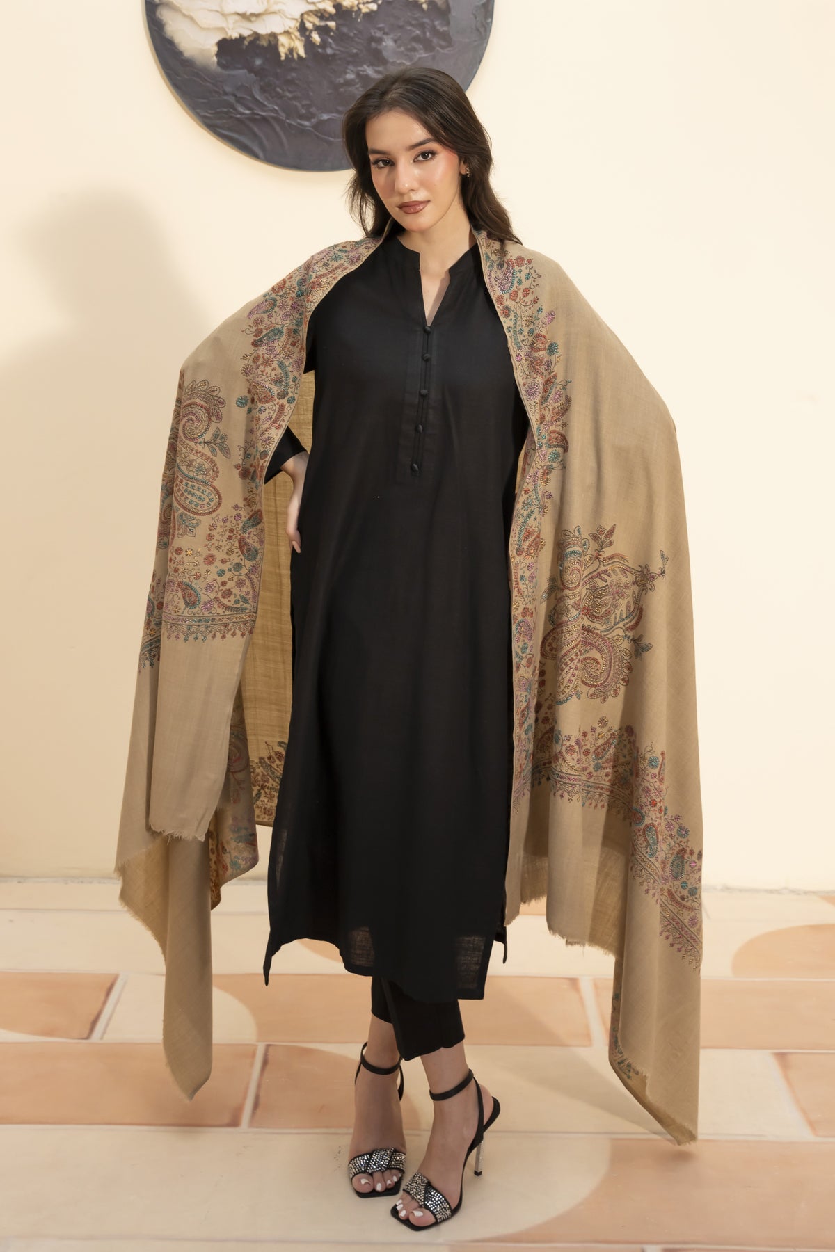 Kashmiri Pashmina Shawl-Beige