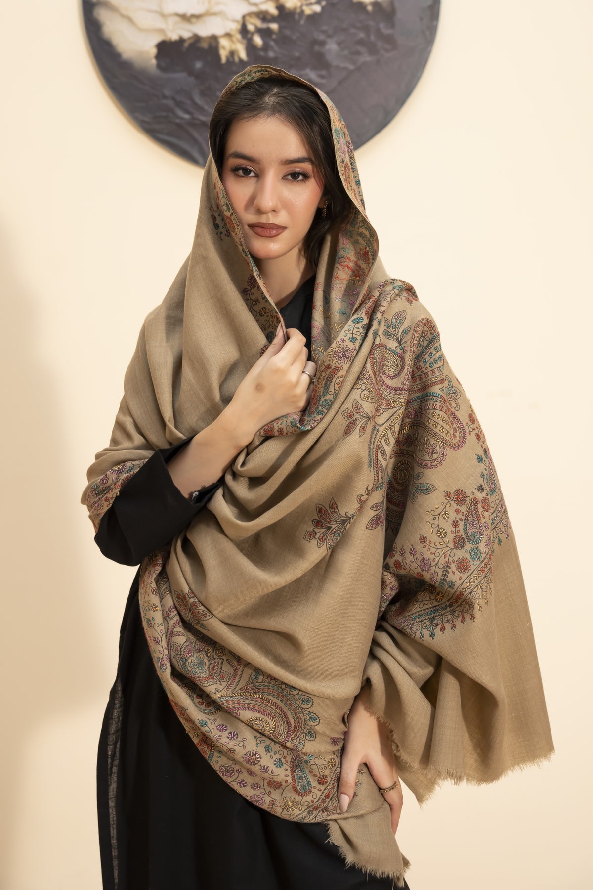 Kashmiri Pashmina Shawl-Beige