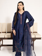 Charmeuse Silk 3pc Suit-Navy Blue