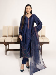 Charmeuse Silk 3pc Suit-Navy Blue
