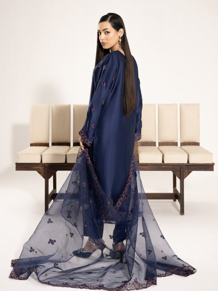 Charmeuse Silk 3pc Suit-Navy Blue