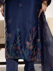 Charmeuse Silk 3pc Suit-Navy Blue