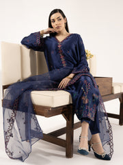 Charmeuse Silk 3pc Suit-Navy Blue